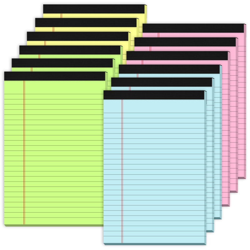 Zaviko Legal Pads 5x8 Colored Note Pads 5x8, 12 Pack Small Legal Pads 5x8 College Ruled, Colored Notepads 5x8 Lined Paper Pads, Mini Legal Pads 5x8 Notepad, Lined Notebook Paper 5x8 Pads, 30 Sheets/Pad - Image 1